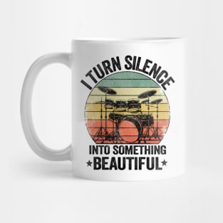 I Turn Silence Funny Drummer Gift Drums Vintage Metal Mug